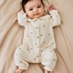 H&M Cream Floral Baby Footie